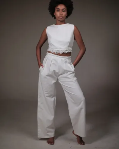 italian linen set in white