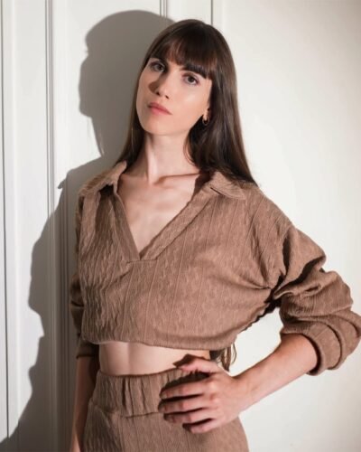 Polo Tricot Set in Mocha - Image 2