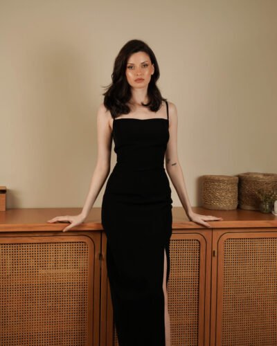 Demi Couture Swissed Crepe Midi Slit Dress