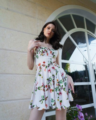 Floral linen little dress