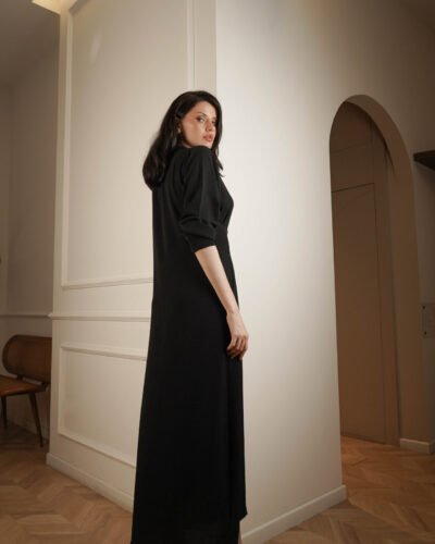 Black shirt dress with a twist