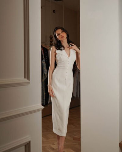 Demi Couture White Midi Dress