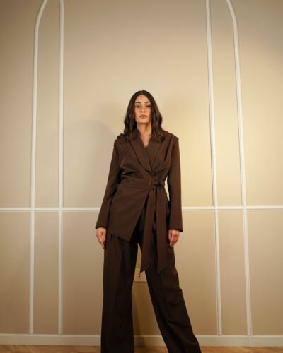 Savage espresso wide leg suit