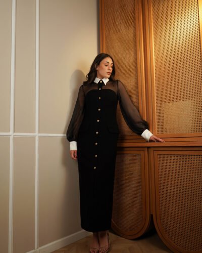 Button up butter cup collared maxi dress