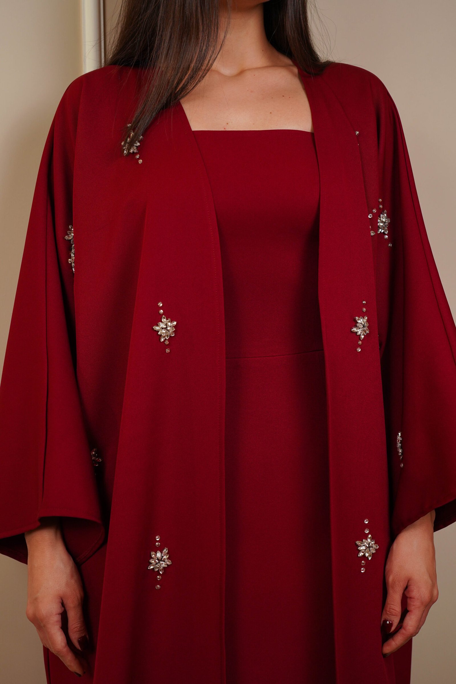 Roza Kaftan Hand Embroidery Real Swarovski Stones - Image 4