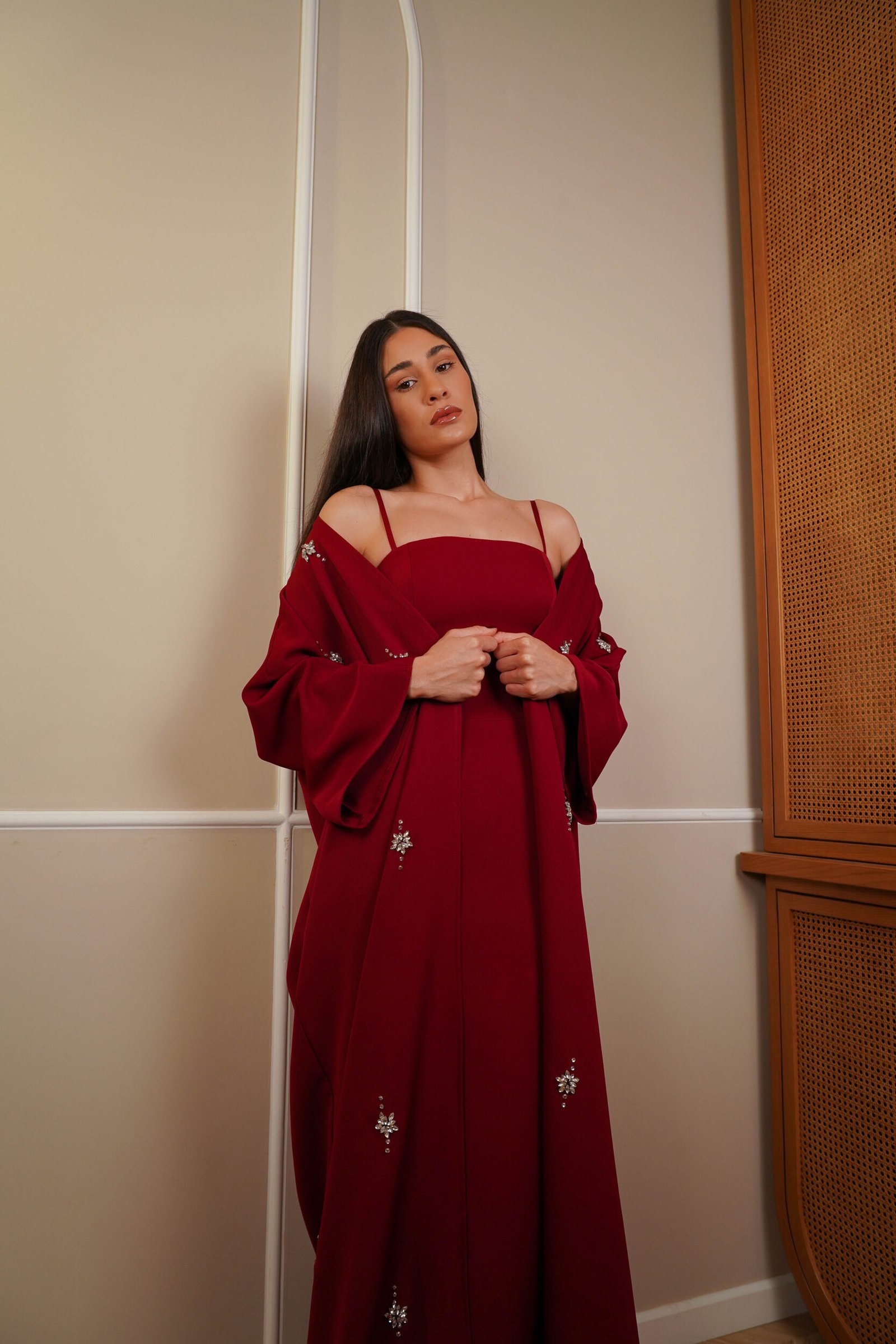 Roza Kaftan Hand Embroidery Real Swarovski Stones - Image 3