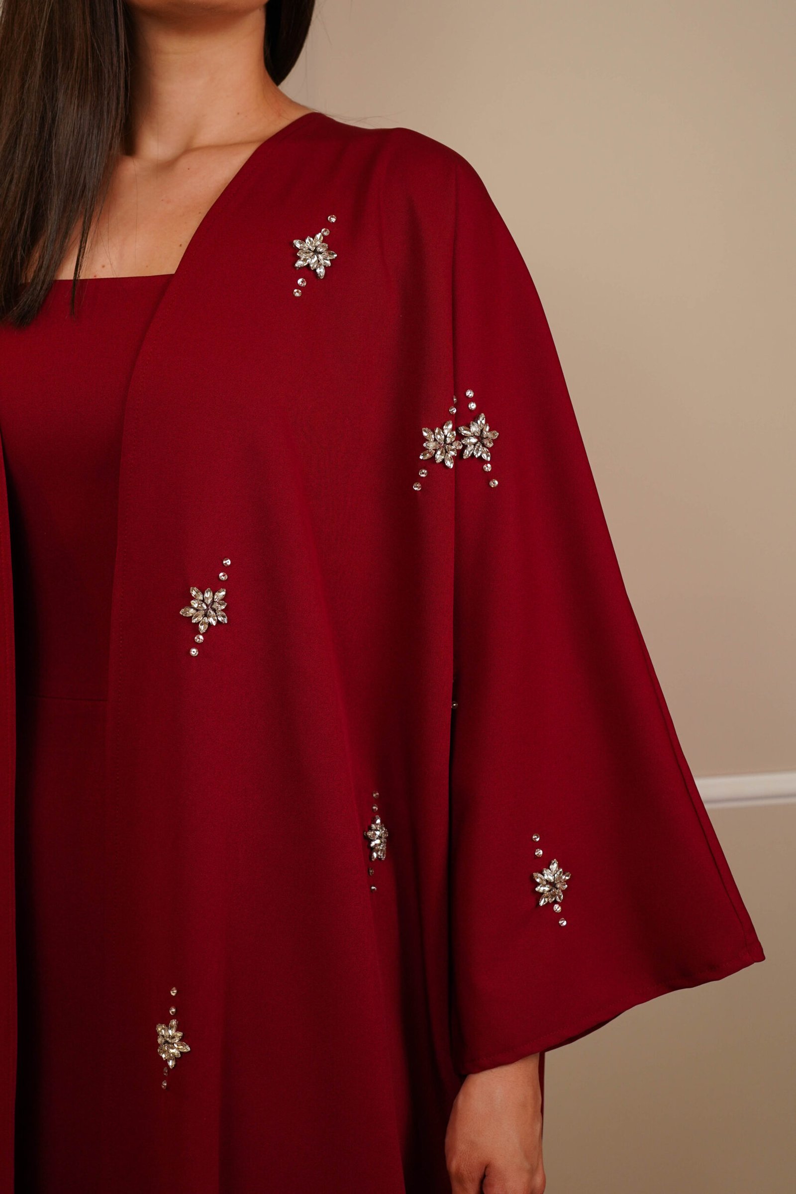 Roza Kaftan Hand Embroidery Real Swarovski Stones - Image 2