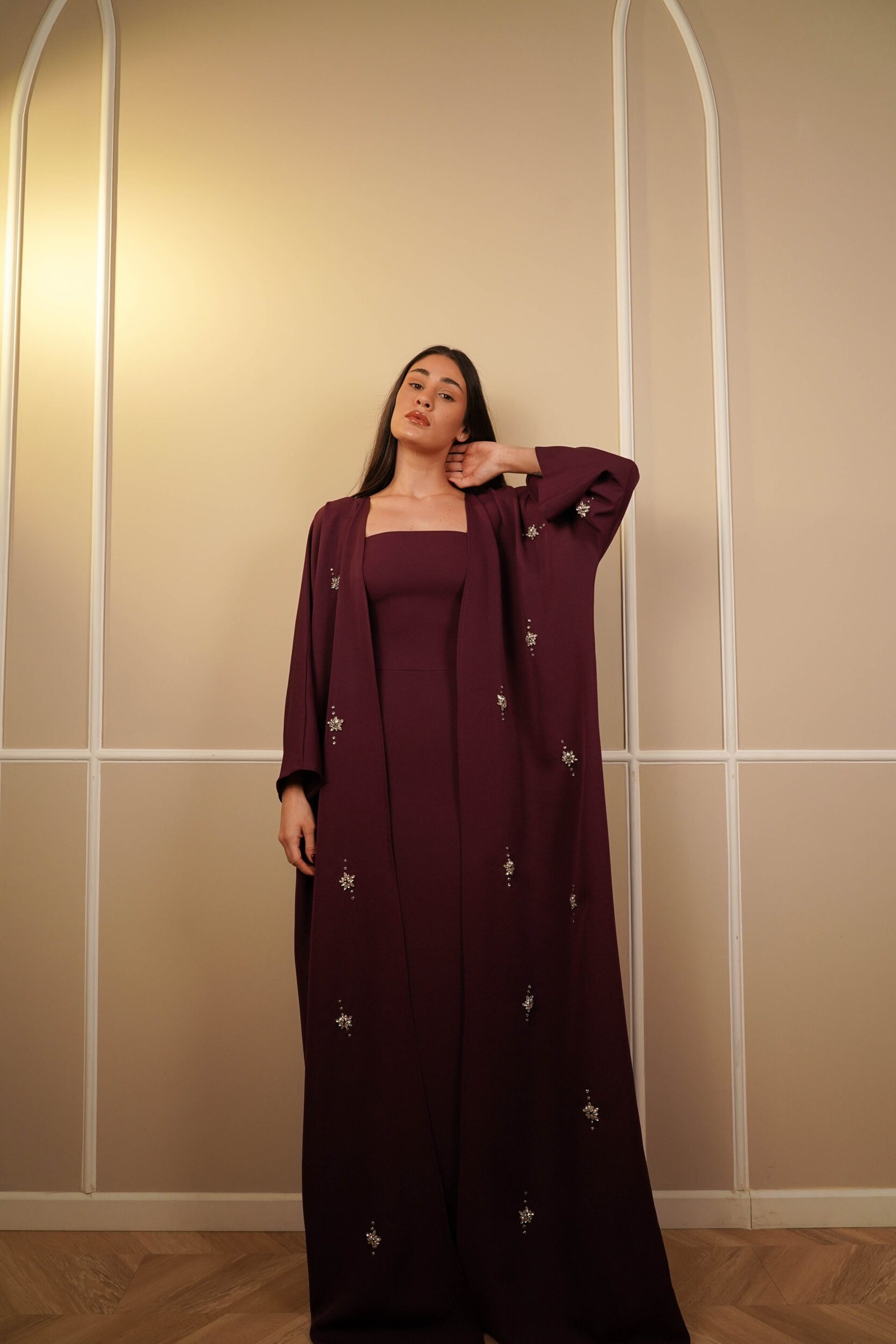 Ourjouani Kaftan Hand Embroidery Real Swarovski Stones