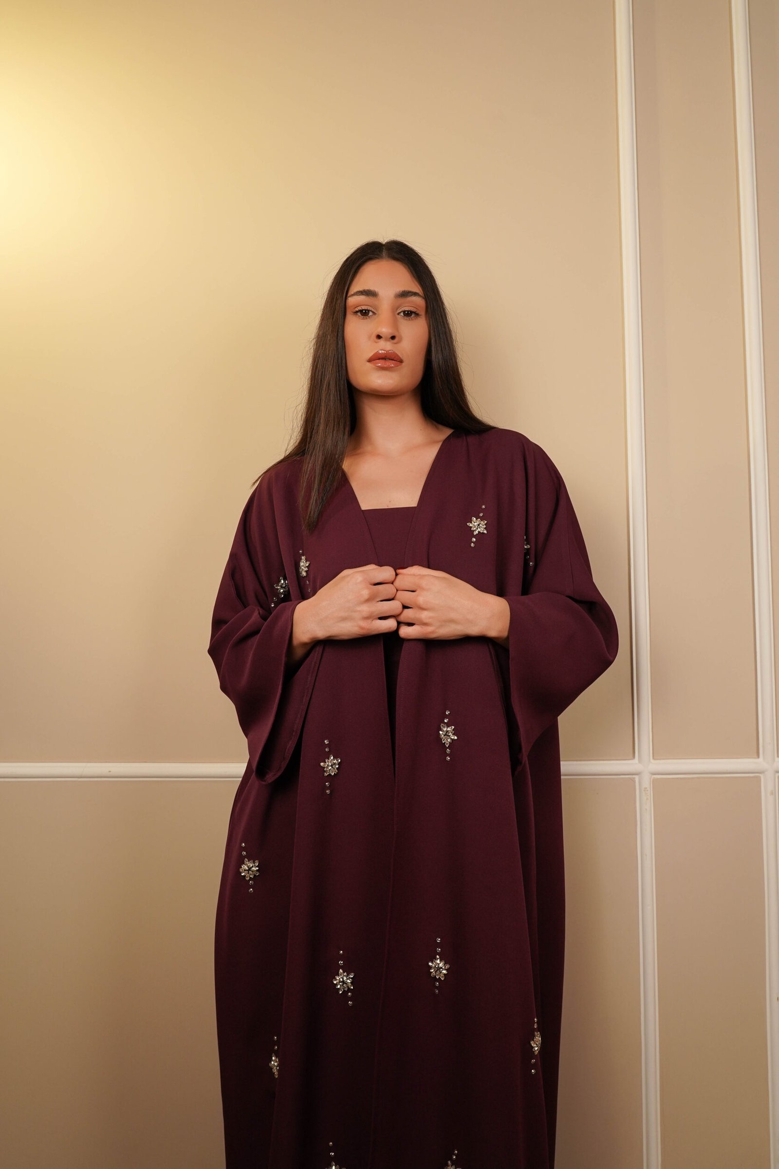 Ourjouani Kaftan Hand Embroidery Real Swarovski Stones - Image 2