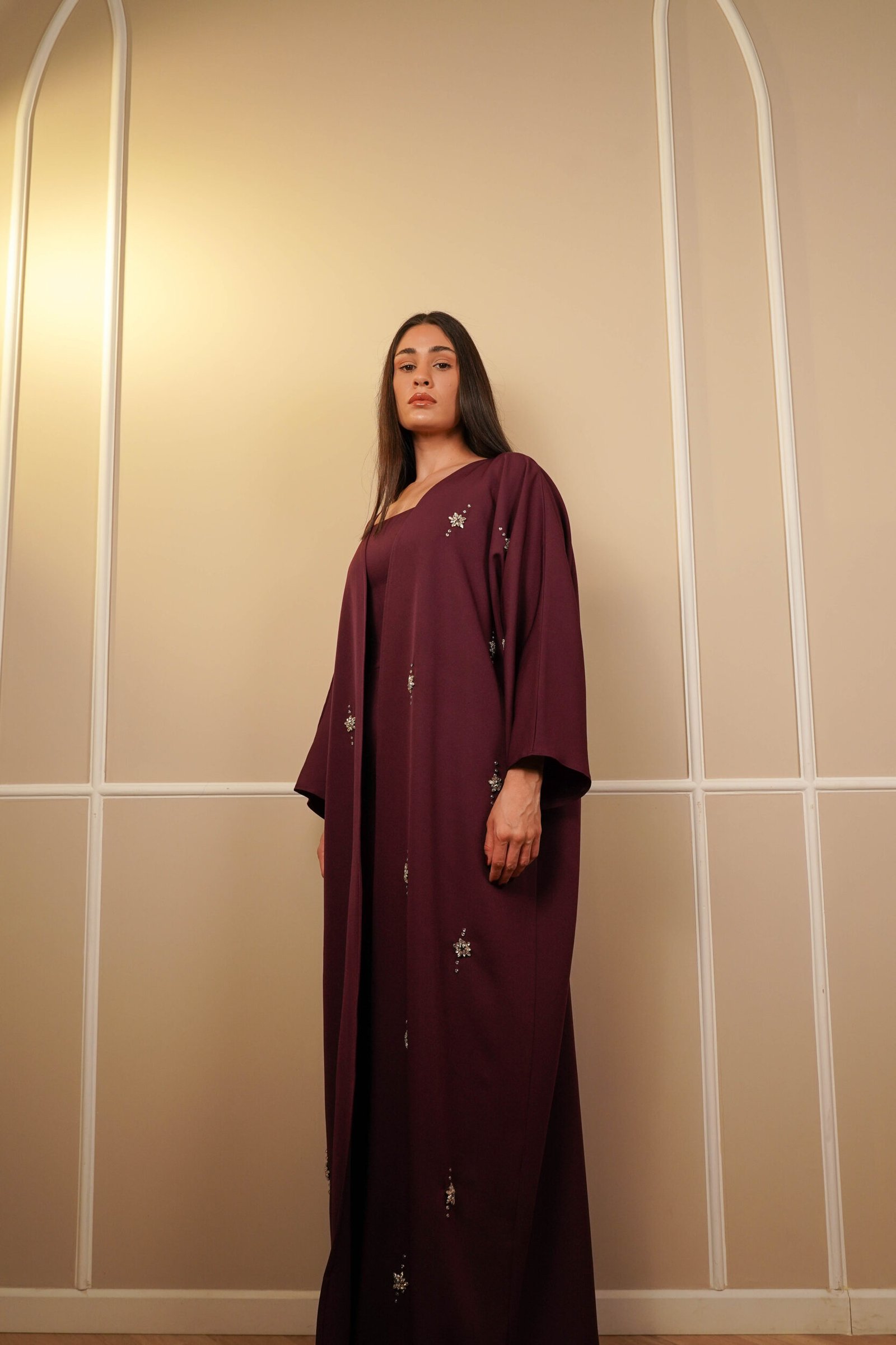 Ourjouani Kaftan Hand Embroidery Real Swarovski Stones - Image 3