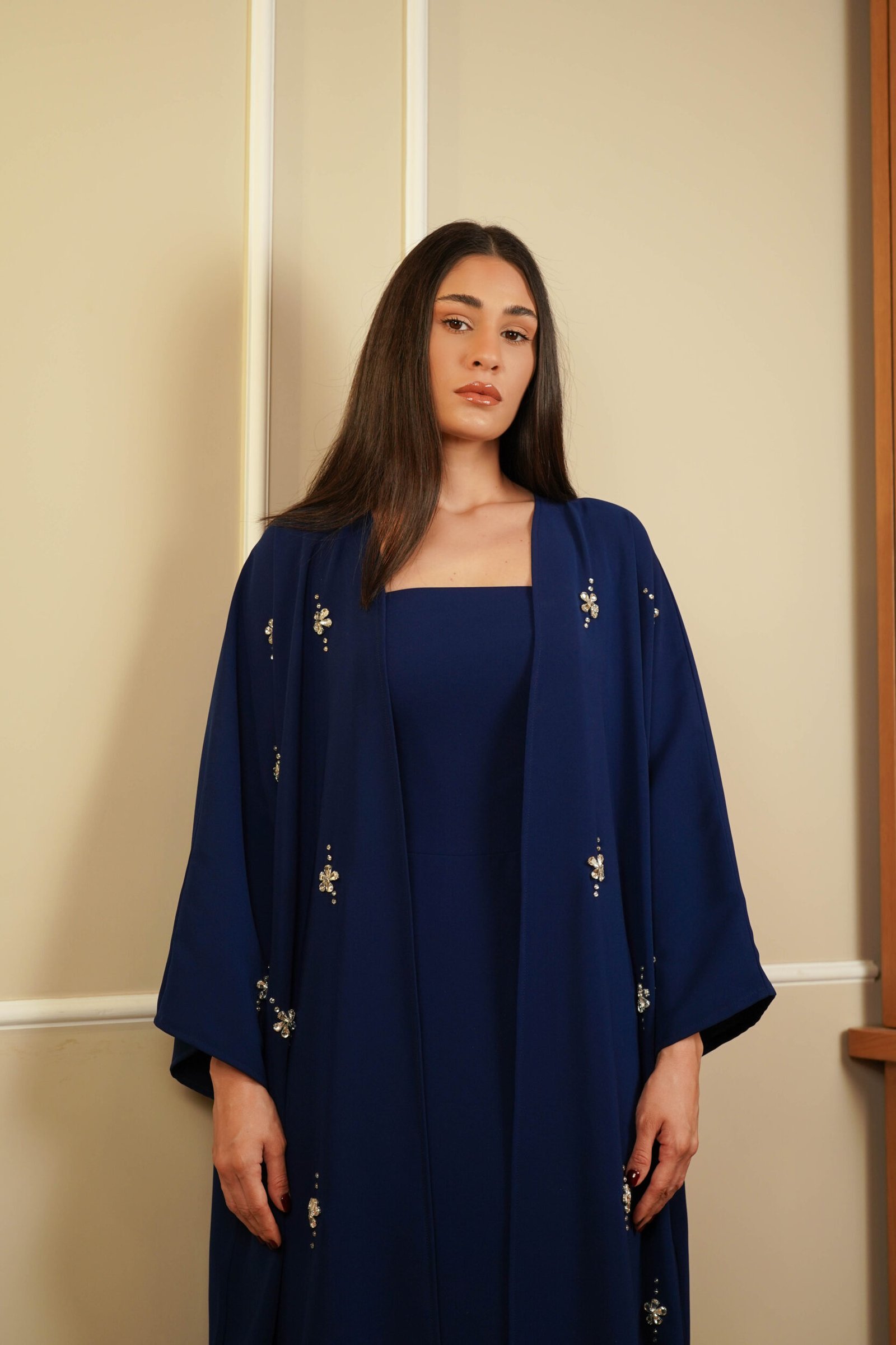 Sapphire Kaftan Hand Embroidery Real Swarovski Stones - Image 3
