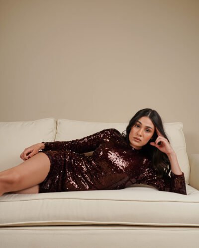 Expose Sequin Dress Burgundy