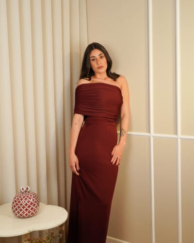 Draped Off-Shoulder Jersy Dress