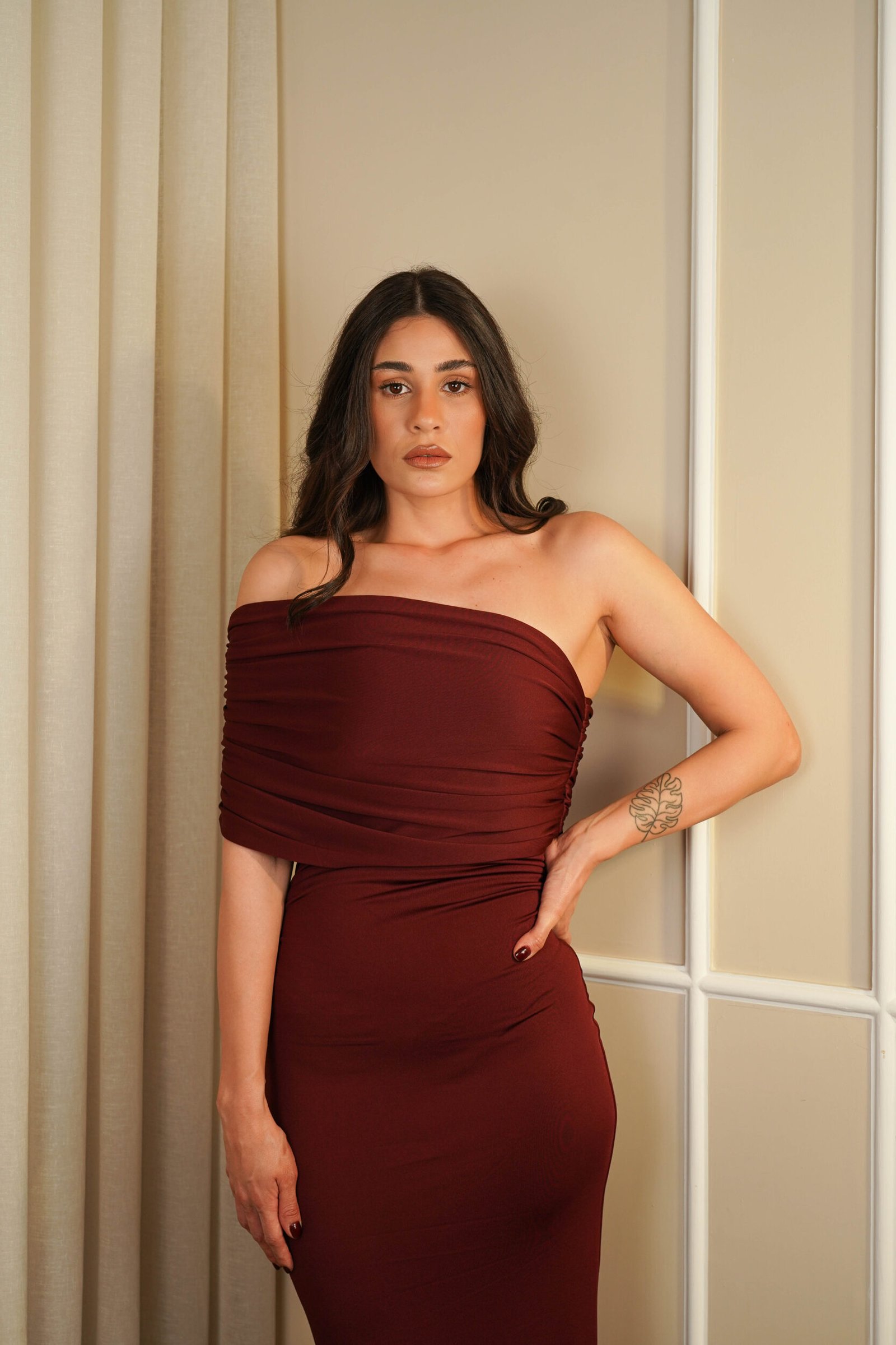 Draped Off-Shoulder Jersy Dress - Image 2