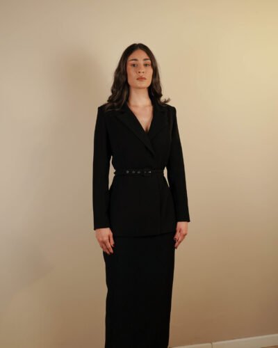 Lorinda Pencil Skirt Suit in Double Di Couture Swissed Crepe