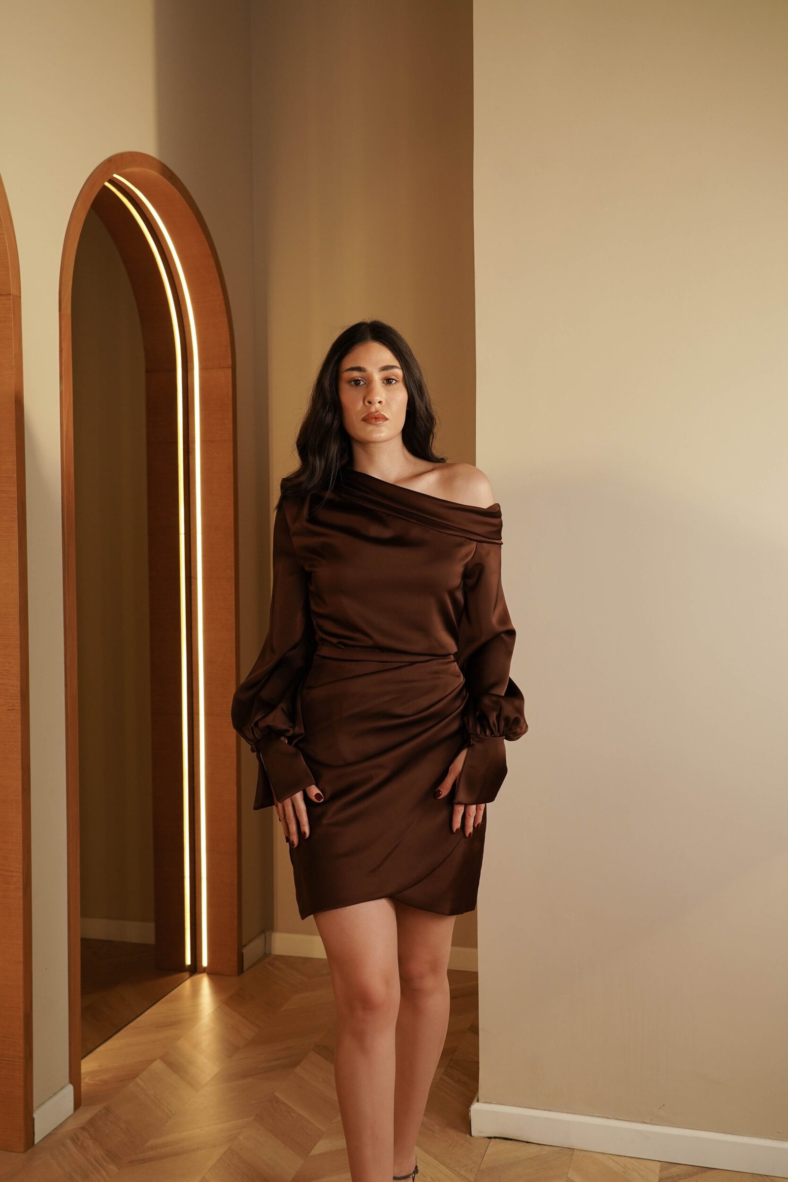 Cameron Satin One-Shoulder Mini Dress