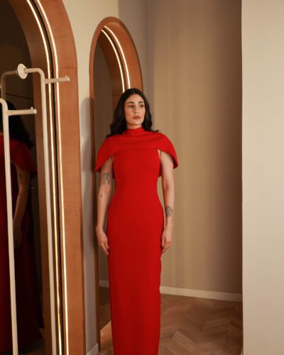 Iconic Red Carpet Demi Couture Crepe Straight Dress